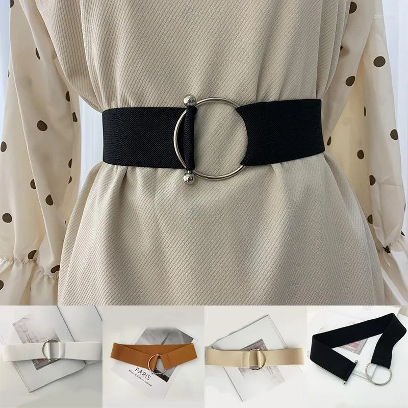 Belts For Women Black Simple Waist Casual Elastic Ladies Band Round Buckle Decoration Coat Sweater Fashion Dress Accessories