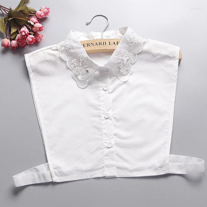 Noeuds papillon femmes pull chemise coton mousseline de soie volants de base faux col broderie dentelle rayé faux détachable Blouse hauts