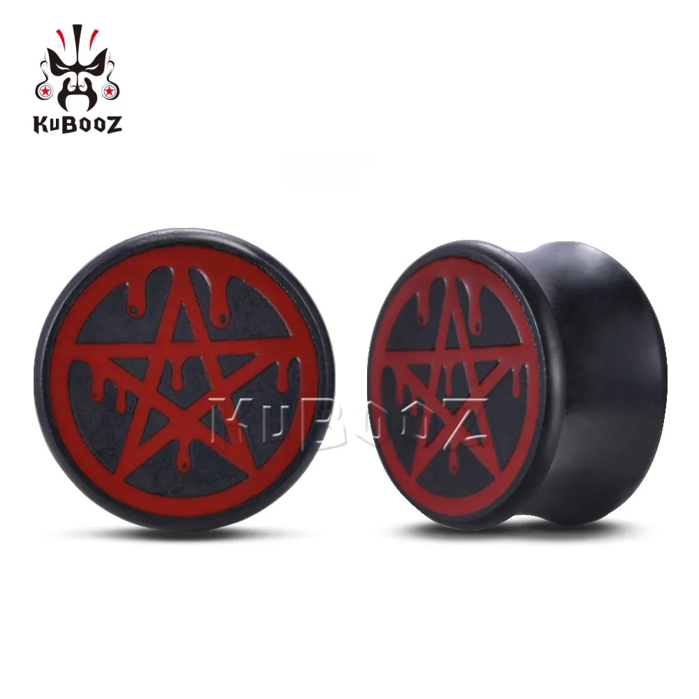 Wooden Pentagram Ear Tunnels Plugs And Tunnels Gauges Wholesale Set Of