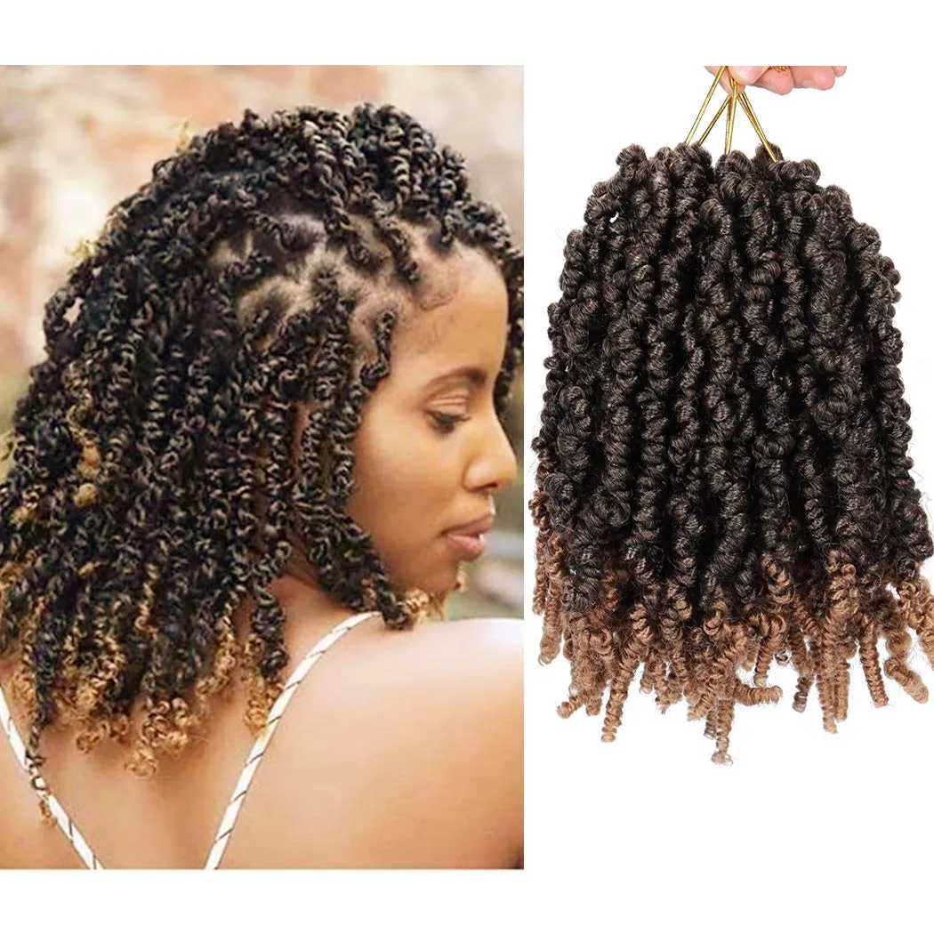 10 InchShort Curly Curly Tranças Pré-torcidas Spring Twist Crochet Hair 15 fios/pçs para mulheres negras Spring Twist Hair Bomb Twist Bob Extensões de cabelo sintético LS28