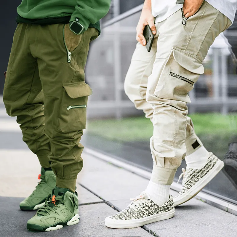 Godlikeu للرجال اتجاه الموضة Hip Hop Multi-Pocket Shipper Design High Street Street Outdoor Disual Cargo Pants