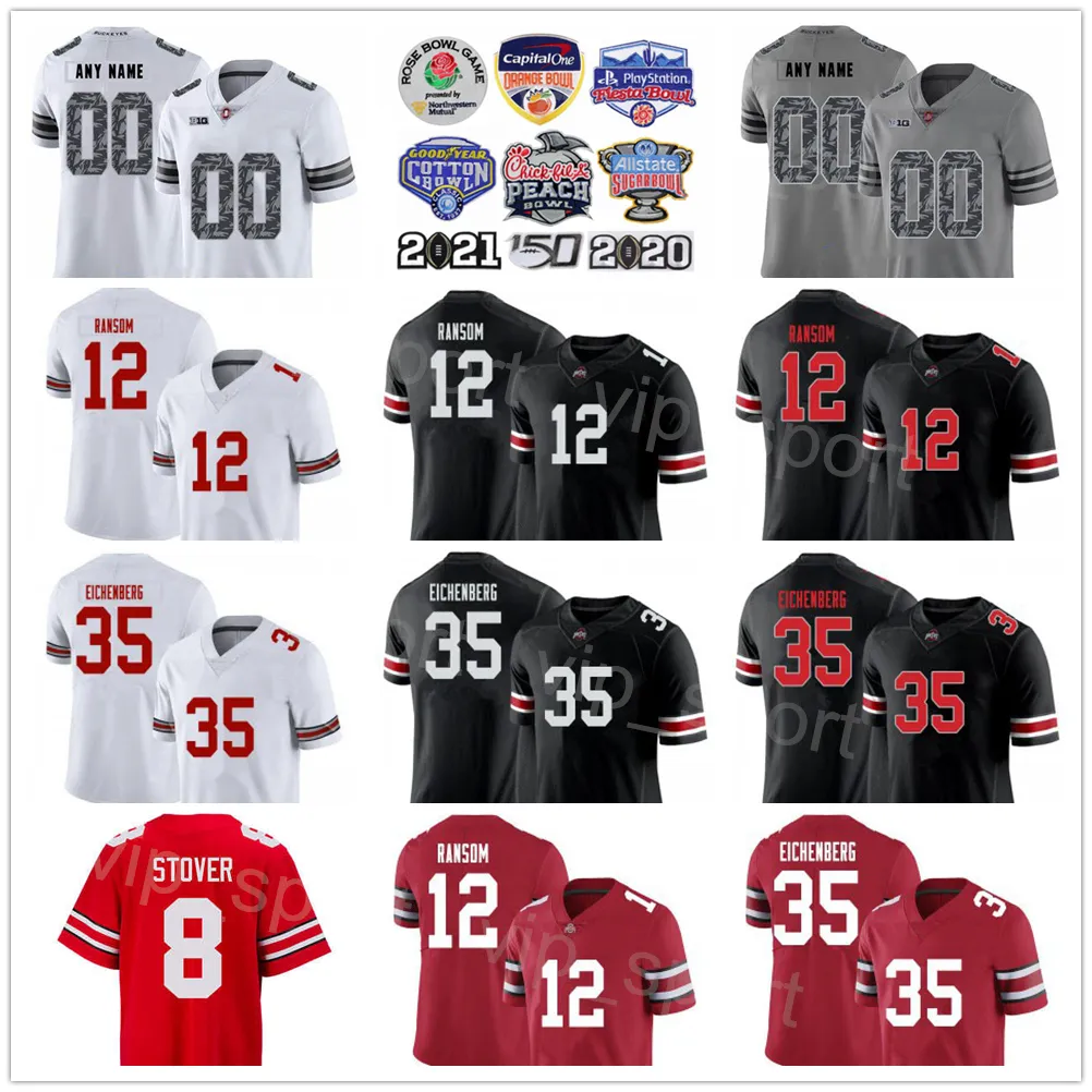 NCAA College Football Ohio State Buckeyes Jersey 18 Marvin Harrison Jr 2 Emeka Egbuka 8 Cade Stover 9 Jayden Ballard 12 Lathan Ransom 35 Eichenberg Black Red