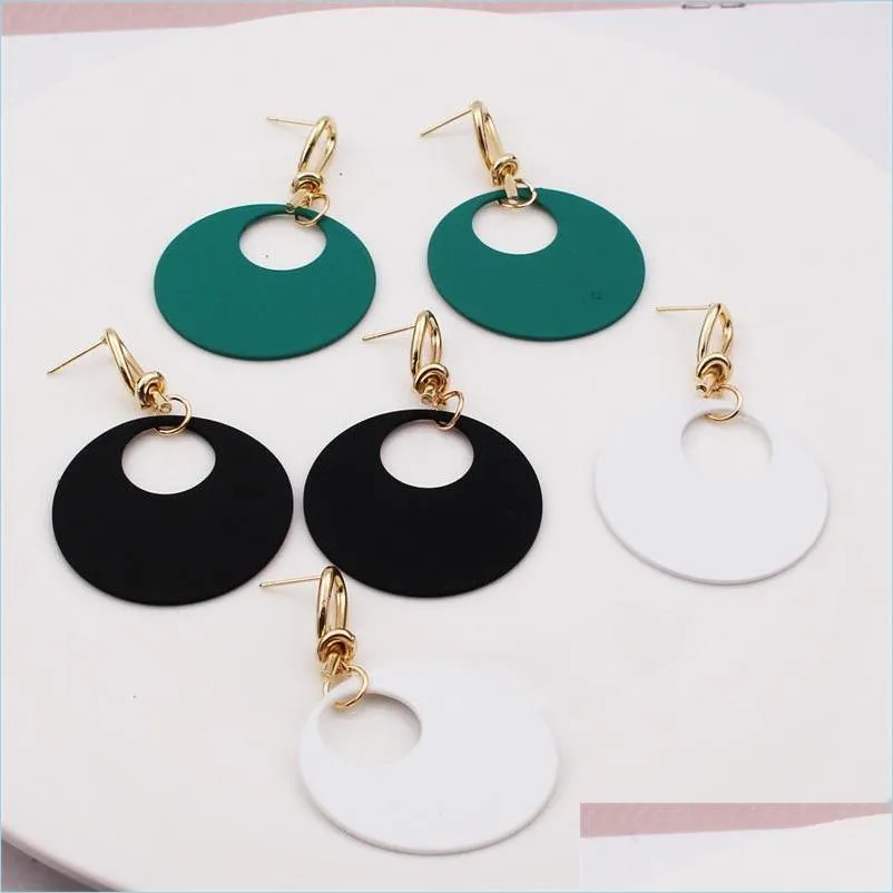 Stud European And American Net Red Metal Paint Circle Stud Female Round Face Thin Summer Earrings 520 Z2 Drop Delivery 2022 Jewelry Ea Dhvio