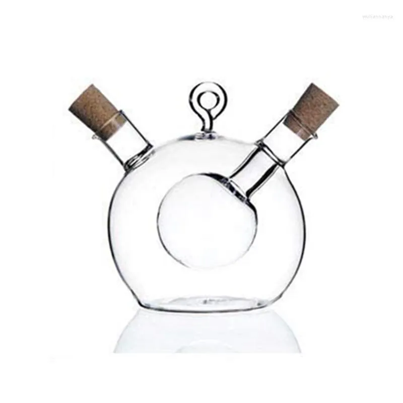 Storage Bottles Olive Oil And Vinegar Dispenser 2 In 1 Kitchen Glass Bottle With Cork Stopper