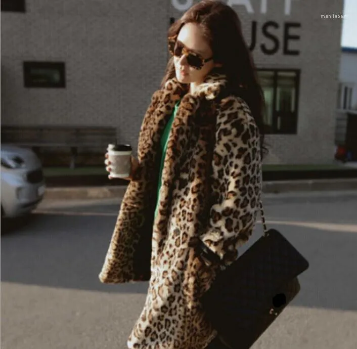 فرو للنساء عالية Qaulity Leopard Faux Coat Fashion Win Winter Super Super 2022 خريف/فصل الشتاء خيار Overced M-4XL
