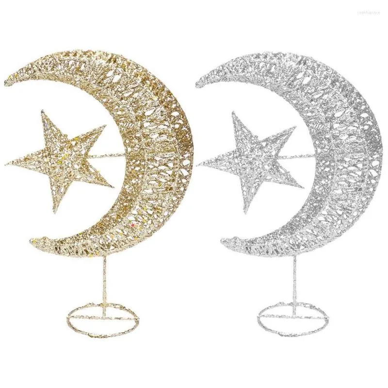 Juldekorationer stjärna Moon Tree Topper upplyst metall och toppdekoration ihålig design glittereffekt fladdermus