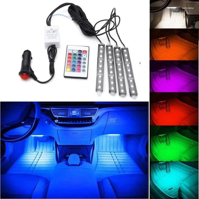 Cordas 1 Conjunto 10W LED automático RGB Interior Decorativo DC 12V 9 SMD Atmosfera Tiras Pathway Deco Light Remote Control