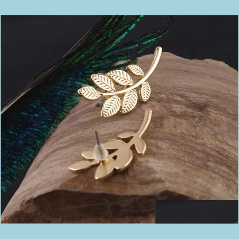 Stud Leaf Shape Earrings Ear Clip Stud Fashion Jewelry for Women Partihandel Drop Delivery 2022 Earring Dhosh