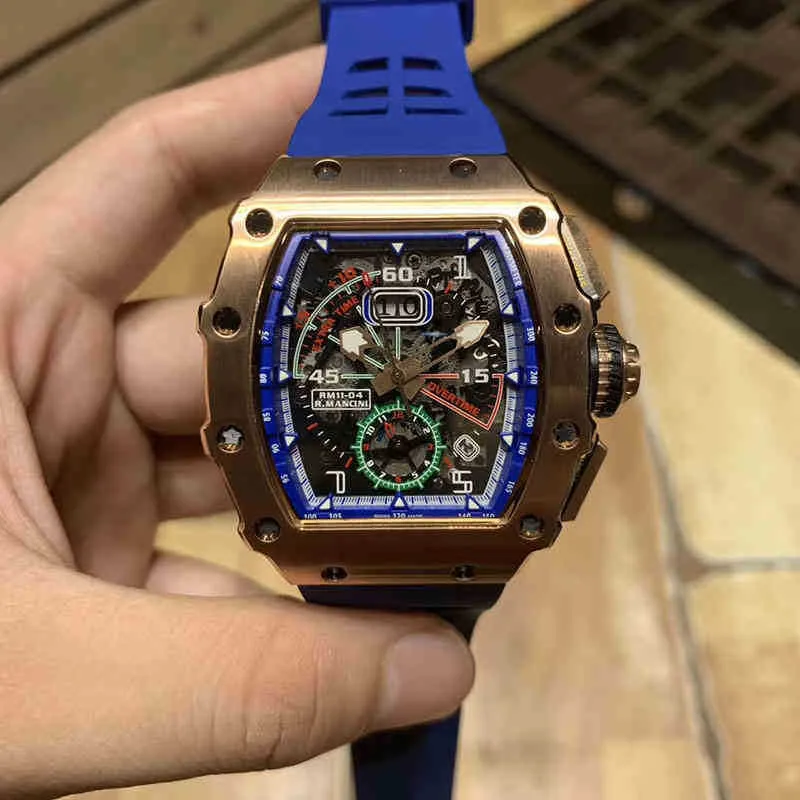 Wine Barrel Leisure Business Watch Rm11-04 Fully Automatic Mechanical Mei Gold Case Blue Tape