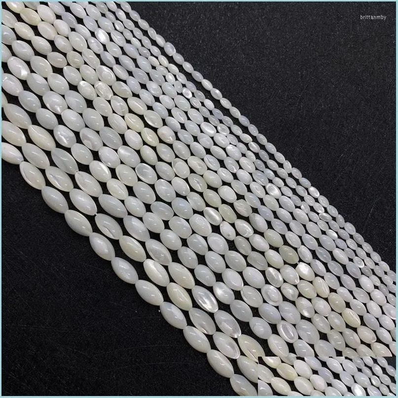 Other See Pic Natural Sea Shell Beads Rice Grain Shape Msee Pic-Of-Pearl Loose For Diy Fashion Ladies Jewelry Necklaces Bracelets Ear Dhcu9