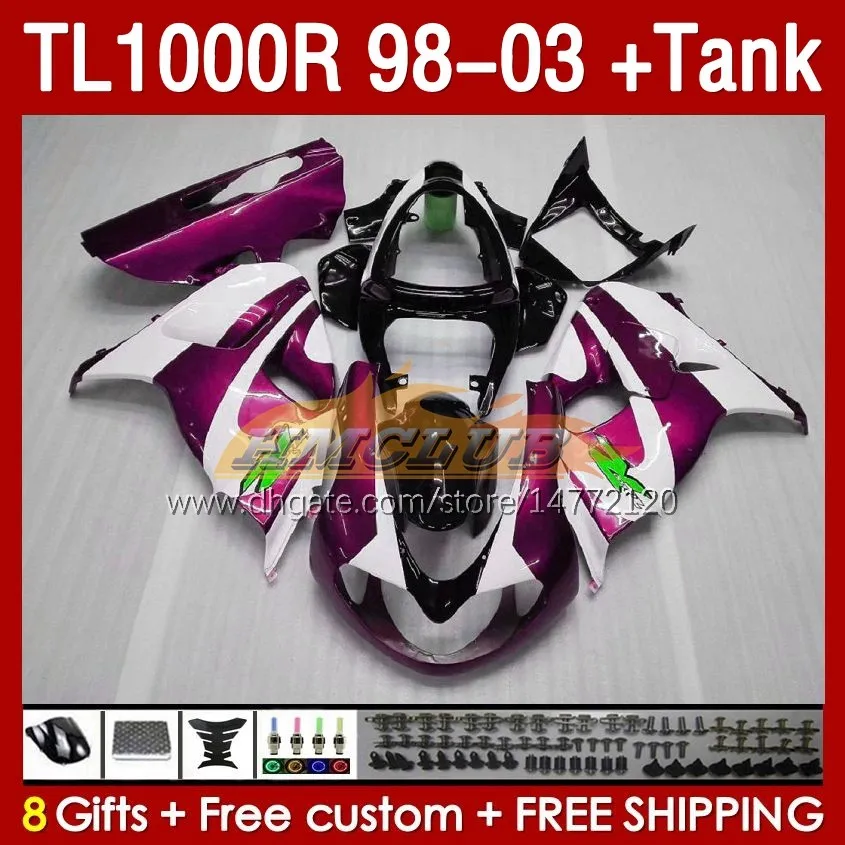 スズキTL-1000R SRAD TL-1000 TL 1000 R 1000R 98-03ボディワーク162NO.121 TL1000R 1998 1999 2000 01 02 03 TL1000 R 98 99 00 2001 2002 2002 2003フェアリングピンクホワイト