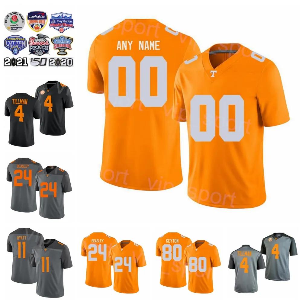 NCAA College Tennessee Volunteers Piłka nożna 24 Dylan Sampson Jersey 11 Jalin Hyatt 4 Cedric Tillman 80 Ramel Keyton 24 Aaron Beasley Warren Burrell Pomarańczowy Biały Szary