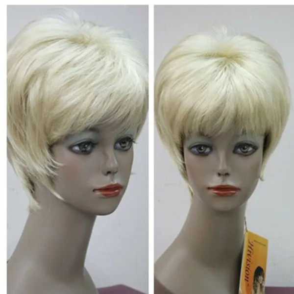 2022 Populära korta damer peruk rakt gyllene blonda hår peruker