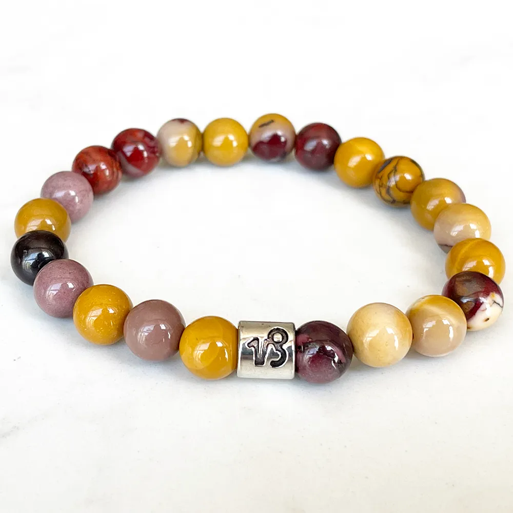 Strand MG1667 Yeni Tasarım Oğlak Zodyak Kadın Bilezik 8 mm Mookaite Jasper Enerji Bileği Mala Doğal El Yapımı Taş Takı