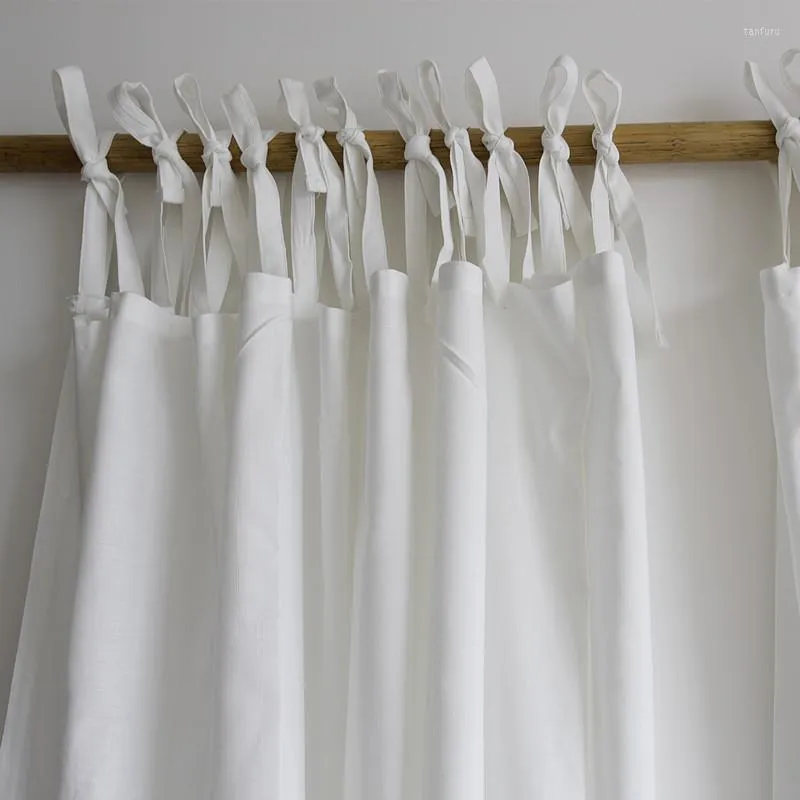 Rideaux rideaux en lin blanc frais pour chambre salon Modem Blackout Cortinas traitements de fenêtre finis