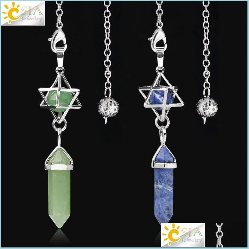 Charms Natural Stone Pendum do przeskakiwania wróżbiarnego heksagonalnego pryzmatu leczenie kryształ merkaba energy promo