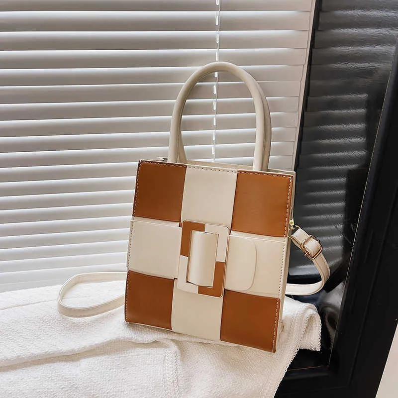 Purses Chessboard Small Square Bag 여성 2022 다목적 맞춤 색상 대비 스플 라이스 핸드 헬드 1 어깨 크로스 바디