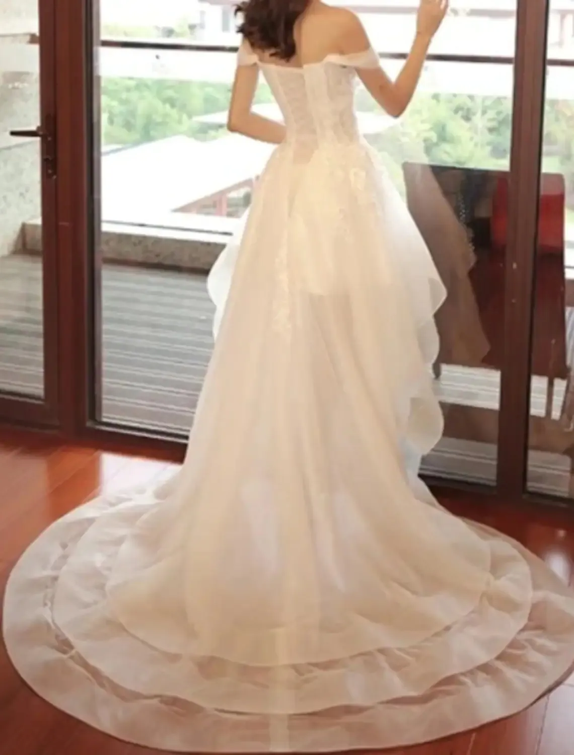 knee length dresses for ladies Regal Lace A-Line Wedding Dress with Full Sleeves Plus Size Size 16 main image 0