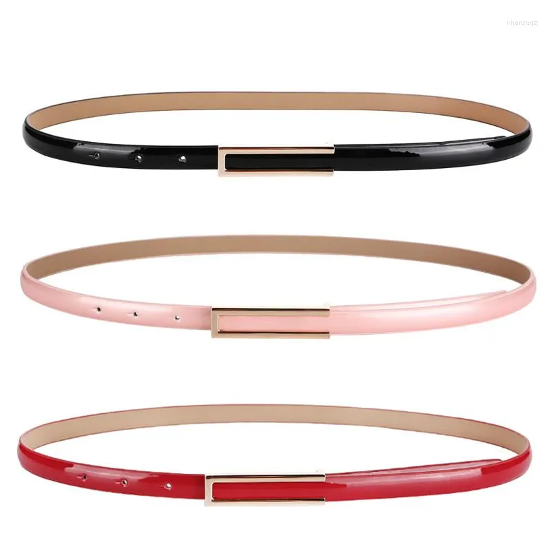 Belts Fashion Women Cow Bright Patent Leather Female Strap Arrival Thin Cowhide Waistband For Jeans Dress Real Belt