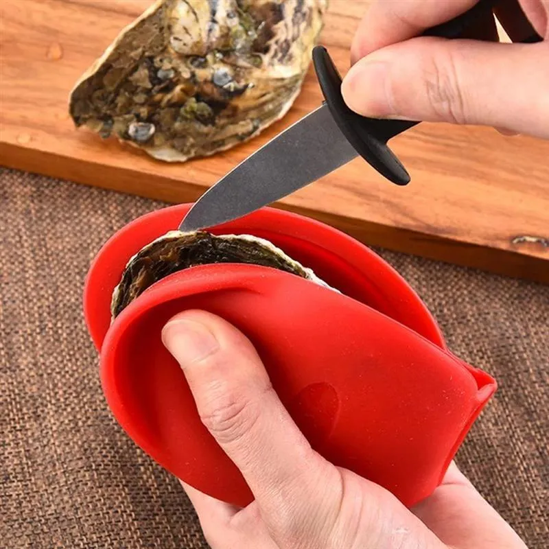 Oyster Shucking Clem Silicone Oyster Holder Easy Oyster Opener Cooking Mitts Pinch Grips for Shell Hand Guard Opening Tool RRE15076