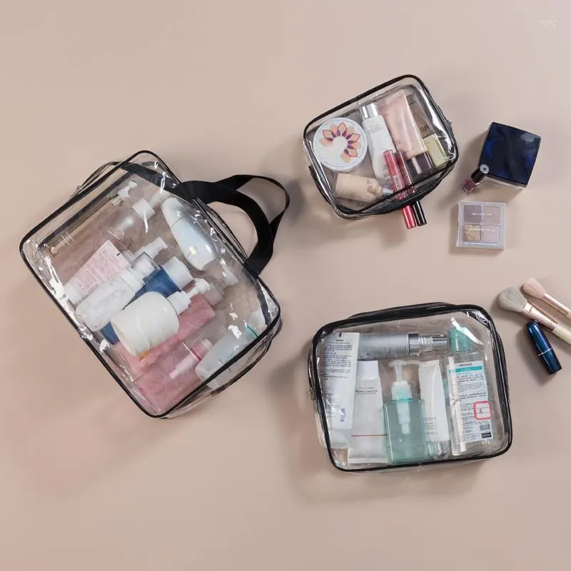 Cosmetic Bags Transparent Small Storage Bag PVC Fabric Portable Travel Wash Girls Clear Fashion Summer Beach XA41C