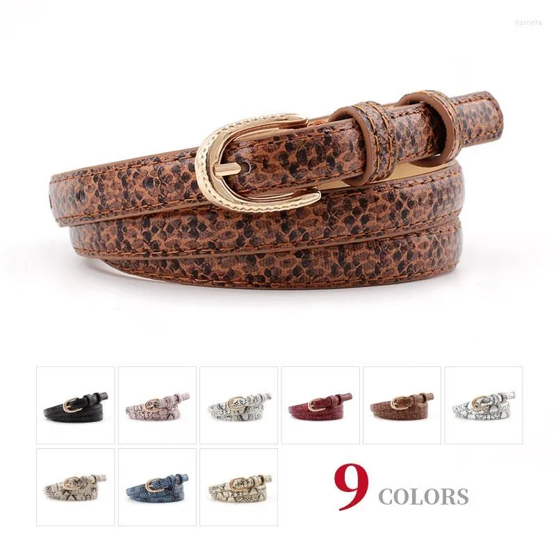 Cinture Q Fashion Elegant Ladies Pu Leather Snake Stripe Jeans Belt Dress Accessori Vintage Thin Luxury Square Button Women Waist