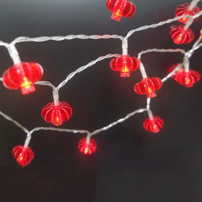 Strings Tradição de estilo chinês Red Lanterna LED String Light Powerd By Battery Festival/ Party Decoration Year Decorativa