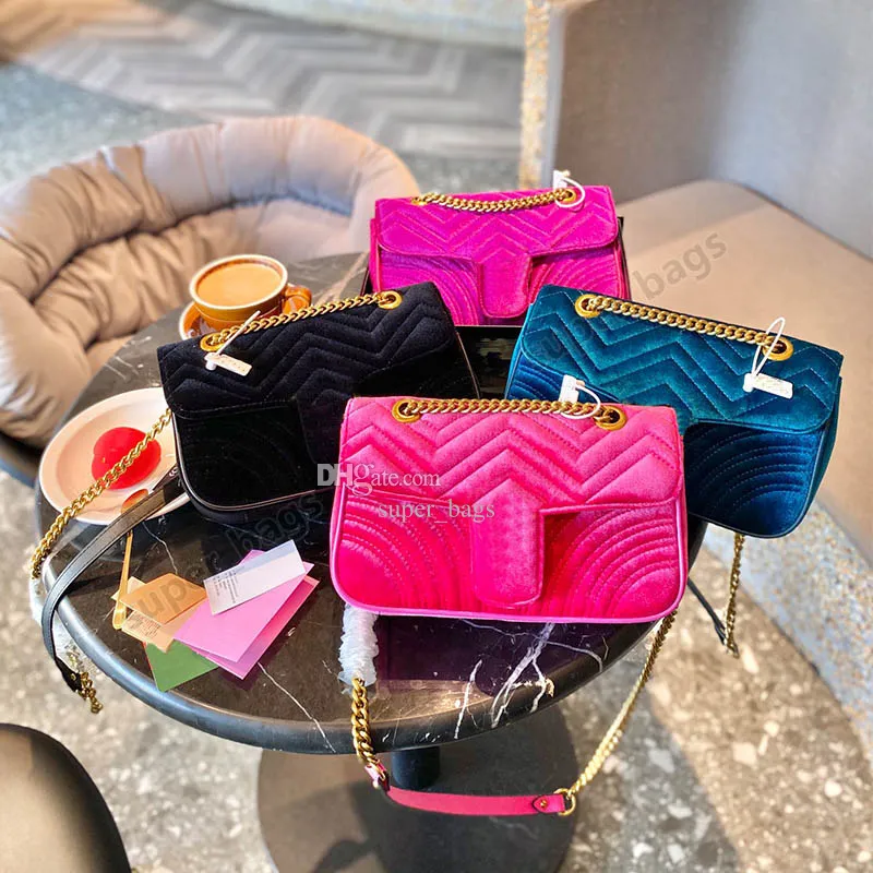Marmont Women Designer Bags Velvet Crossbody Heart Hear Leather Handbags Chain Cosmetic Messenger Shopping Counter Bag Bag Exples With Box