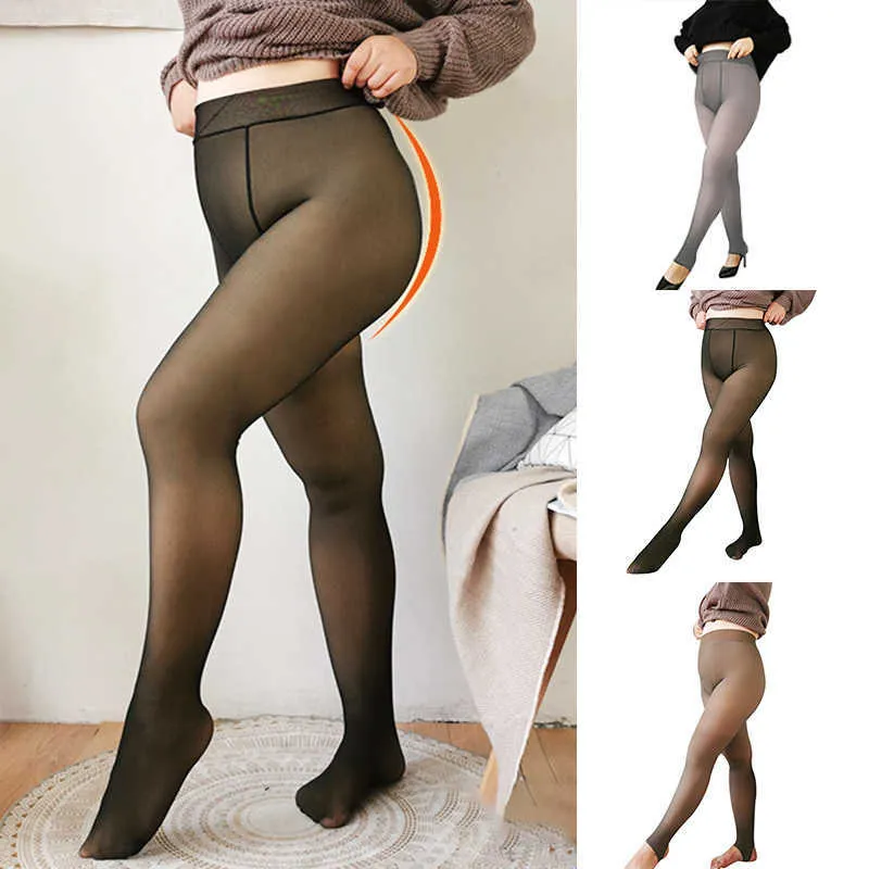 Plus Size Womens Fleece Pantyhose Leggings Fashionable, Warm, And