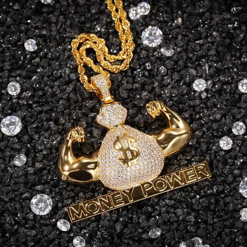 Pendant Necklaces European And American Hip-hop Money Bag Copper Inlaid Zircon Tide Brand Gold-plated Necklace All-match Bunge