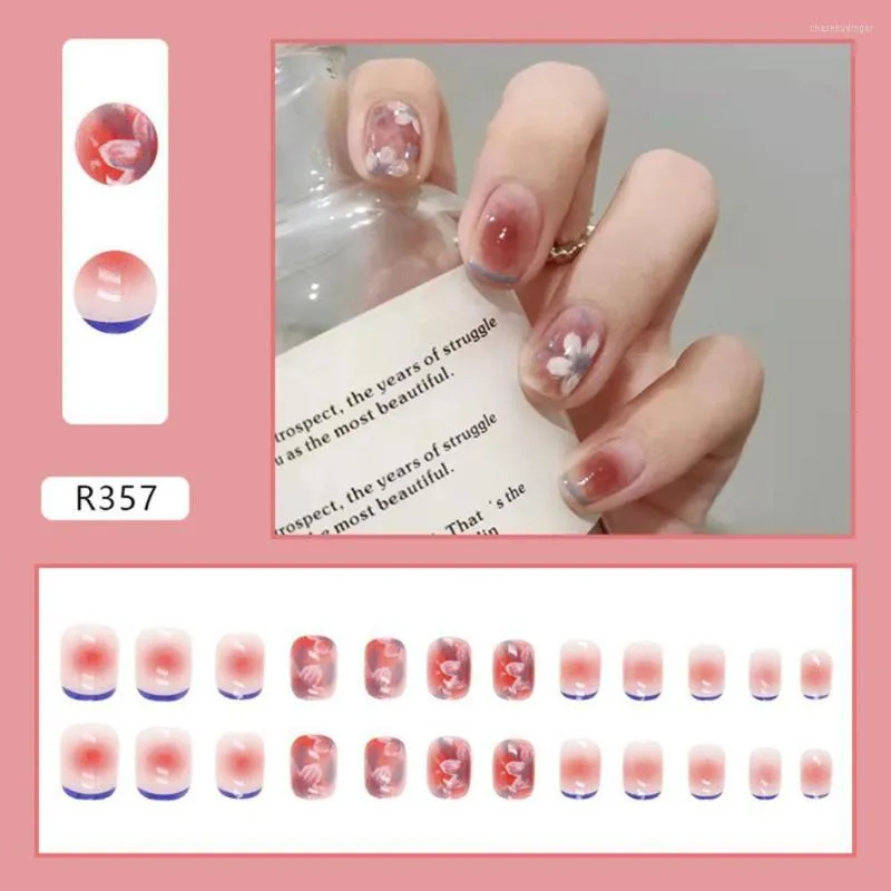 Nail Art Kits Mode Französische Nägel für Frauen Einfaches Rosa Ins Stil Gefälschtes Acryl Vollständige Tipps Falsches Drücken auf Dating-Zubehör