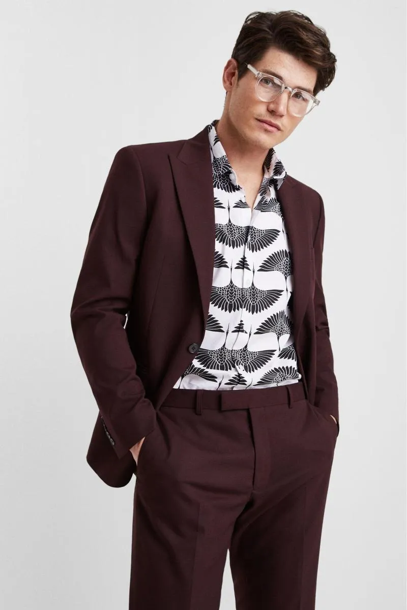 Herrdräkter Solid Men's Suit Custom SMART CASIAL POLYESTER V-NECK VINTER Långärmad enkelknapp Slim-Fit Cocktail Party 2pieces