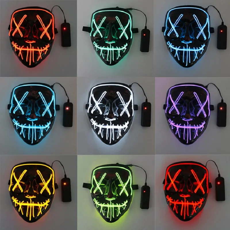 제조업체 도매 10 컬러 20cm LED 장난감 빛나기 마스크 할로윈 의상 파티 무서운 얼굴 마스크