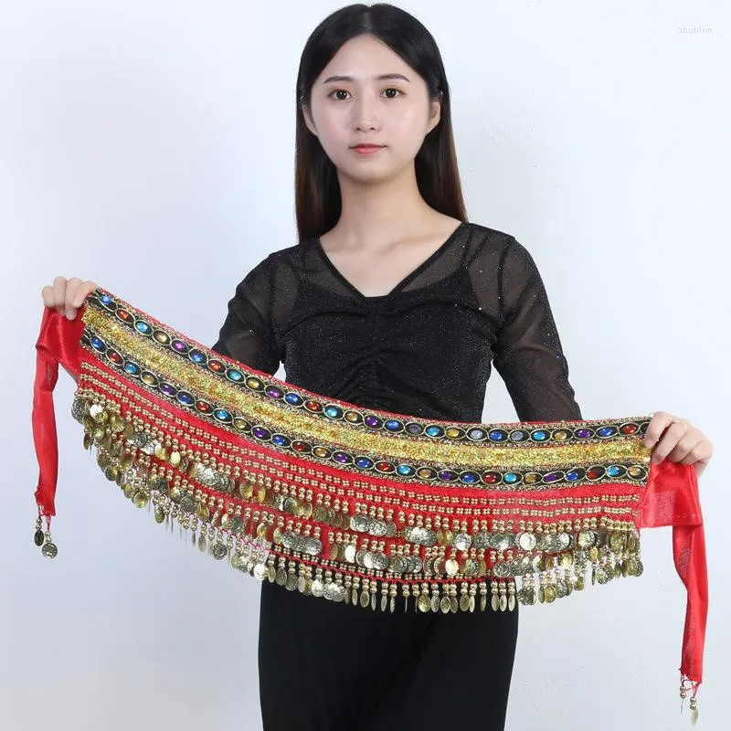 Scene Wear Women Belt Belly Dance Hip Scarf Accessories Gold Coinstriangle Wrap Costume