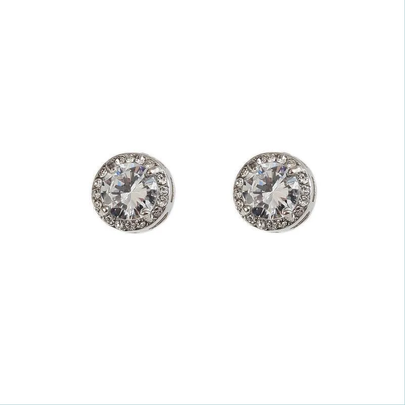 Stud Crystal Wedding Stud ￶rh￤ngen f￶r kvinnor Bohemian Beautif Round Diamond Earring Fl CZ Zircon Ladies Girls Jewelry 344 N2 Drop Del Dhbqh