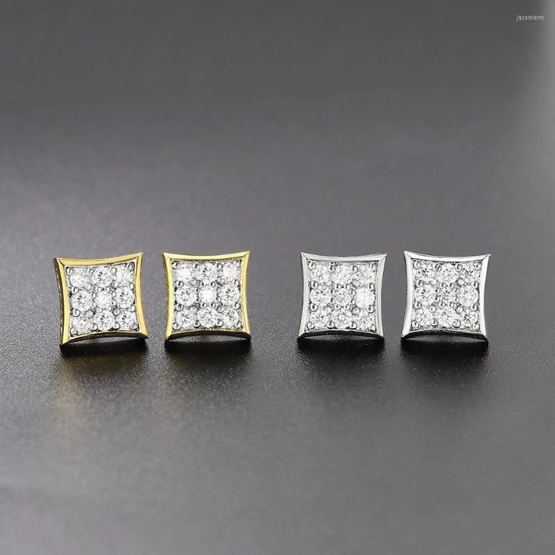 Pendientes de tuerca Bling Iced Out Square para mujeres y hombres, pendiente de cristal completo de moda Hiphop, joyería de fiesta Rock, accesorios Punk OHE126