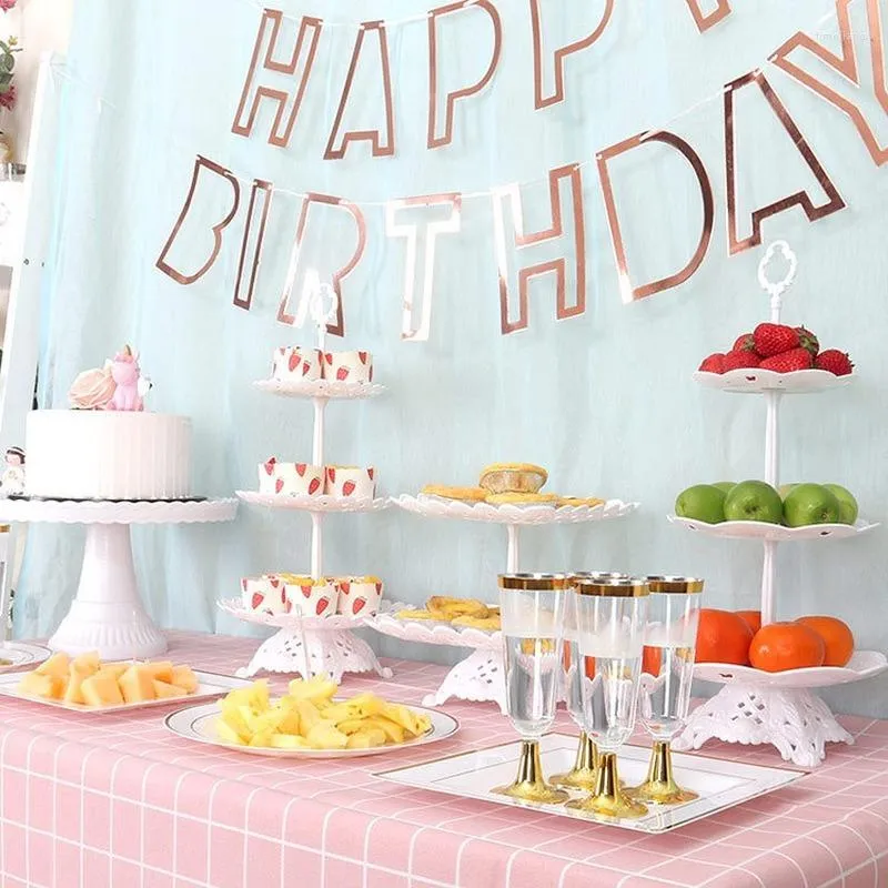 Bakeware Araçları 1 adet kek standı Set dayanıklı ekran tatlı depolama tepsisi beyaz doğum günü düğün masa masası