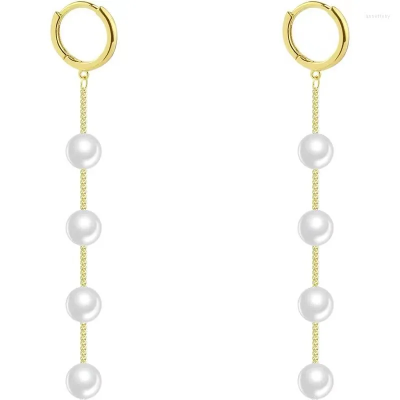 Boucles d'Oreilles MADALENA SARARA Or Jaune 18K 4-5mm Perle D'eau Douce Femme Dangle