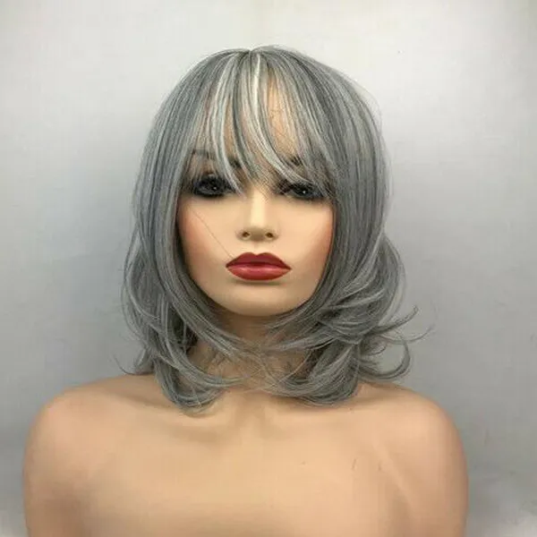 2022 Ladies Wig New Fashion Wig Wig Short Grey Curly Wigs