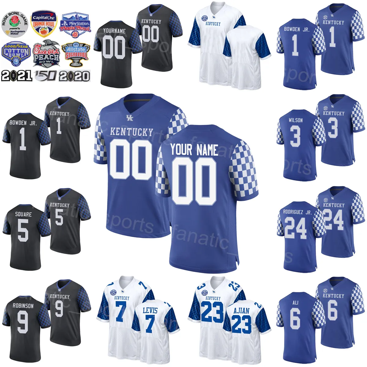 NCAA Football College Kentucky Wildcats 9 Tayvion Robinson Jersey 13 JJ Weaver 5 DeAndre Square 80 Brenden Bates 29 LaVell Wright 6 Dane Key University respirant