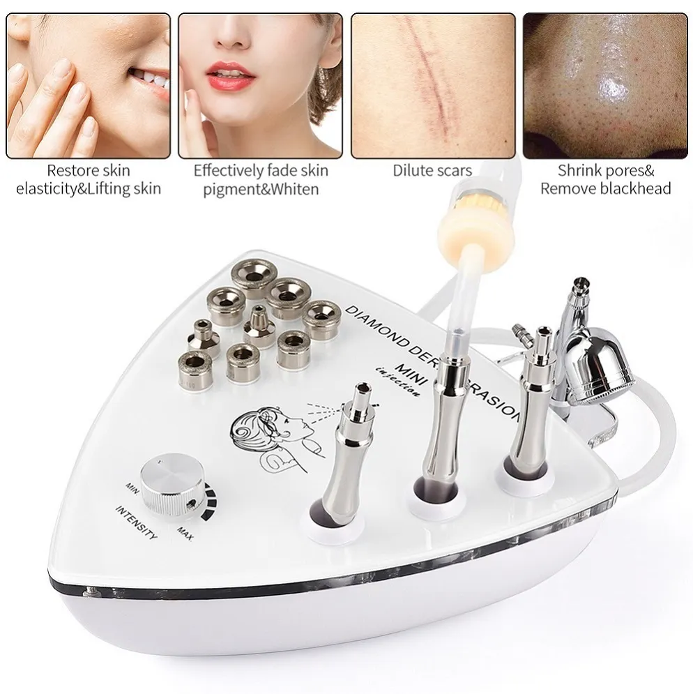 Ansiktssprutning Microdermabrasion Machine Diamond Tip Dermabrasion Devices Skin Rejuvenation Exfoliation VacumTherapy Wrinkle Beauty Tool