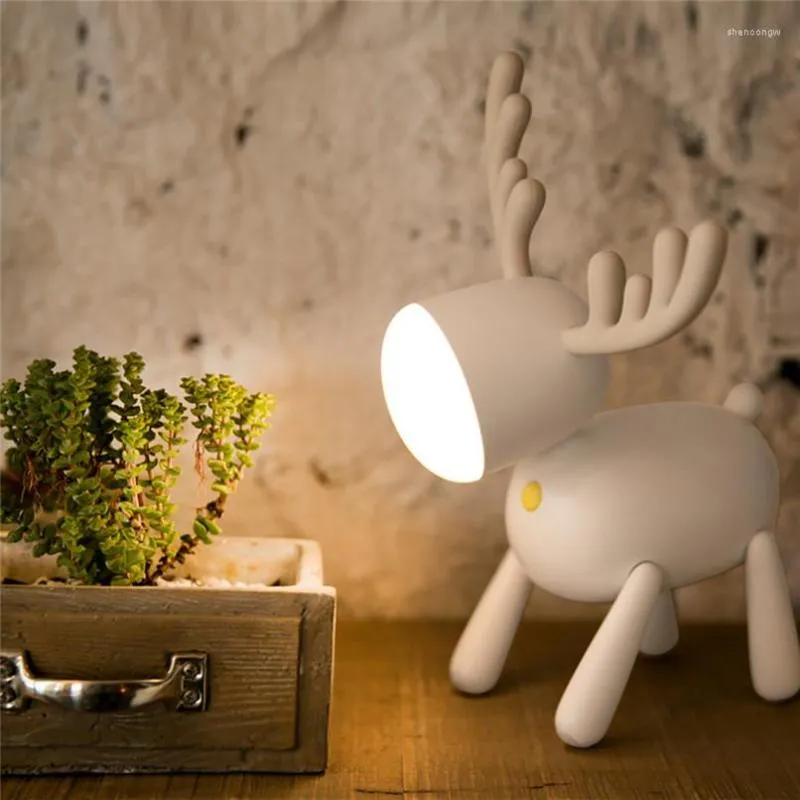 Luzes noturnas LED USB Charging Elk Light Cute Deer Atmosfera Timing Inteligente