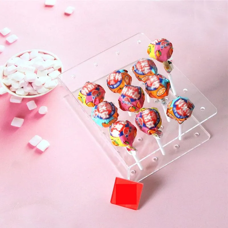 Bakeware Tools 15 Hole Acrylic Lollipop Display Stand Rectangle Transparent Holder Wedding Party Candy Dessert Stick