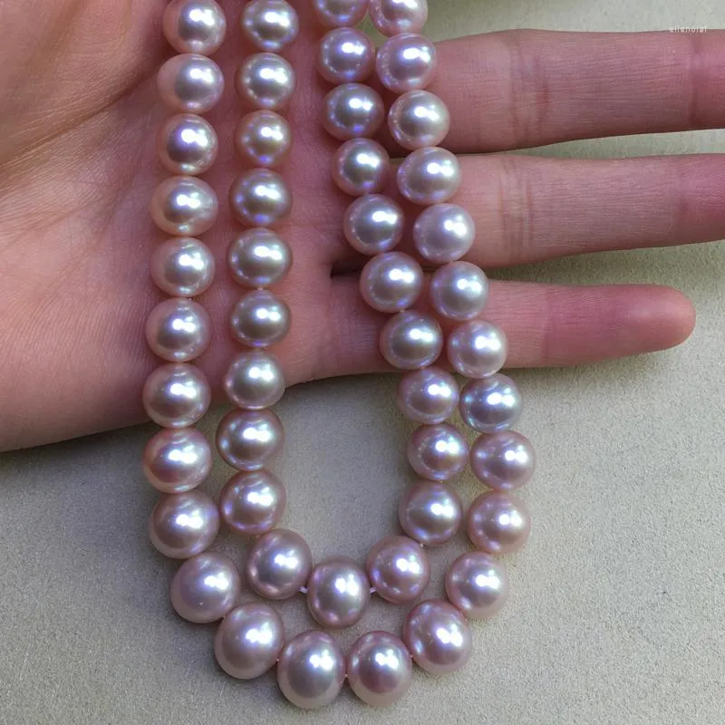 Chains Freshwater Pearl Necklace Round Shape With Size 9-10mm Perfect Luster For Making Accessories Diy Jewelry Loose Strands