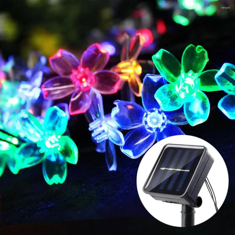 Saiten Solar-Girlande für den Außenbereich, Kirschblüten-LED-Lichterkette, 8 Beleuchtungsmodi, wasserdicht, Girlande, Rasen, Terrasse, Gartendekoration