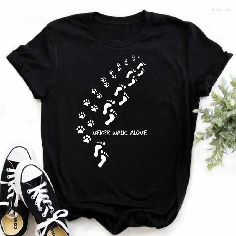 Dames t shirts dames t-shirt hondenpoten bedrukt grappige dames tee shirt losse zomer harajuku esthetische zwarte tops casual kleding