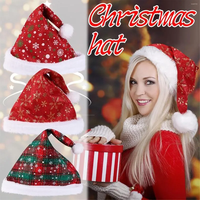 Christmas Plaid Snowflake Ornament Santa Hat Baseball Cap For Old Man