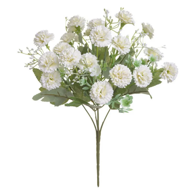 20 Blommhuvud Silk Hydrangea Artificial White Wedding Flowers Small Bouquet Fake Flower Party Diy Decoration