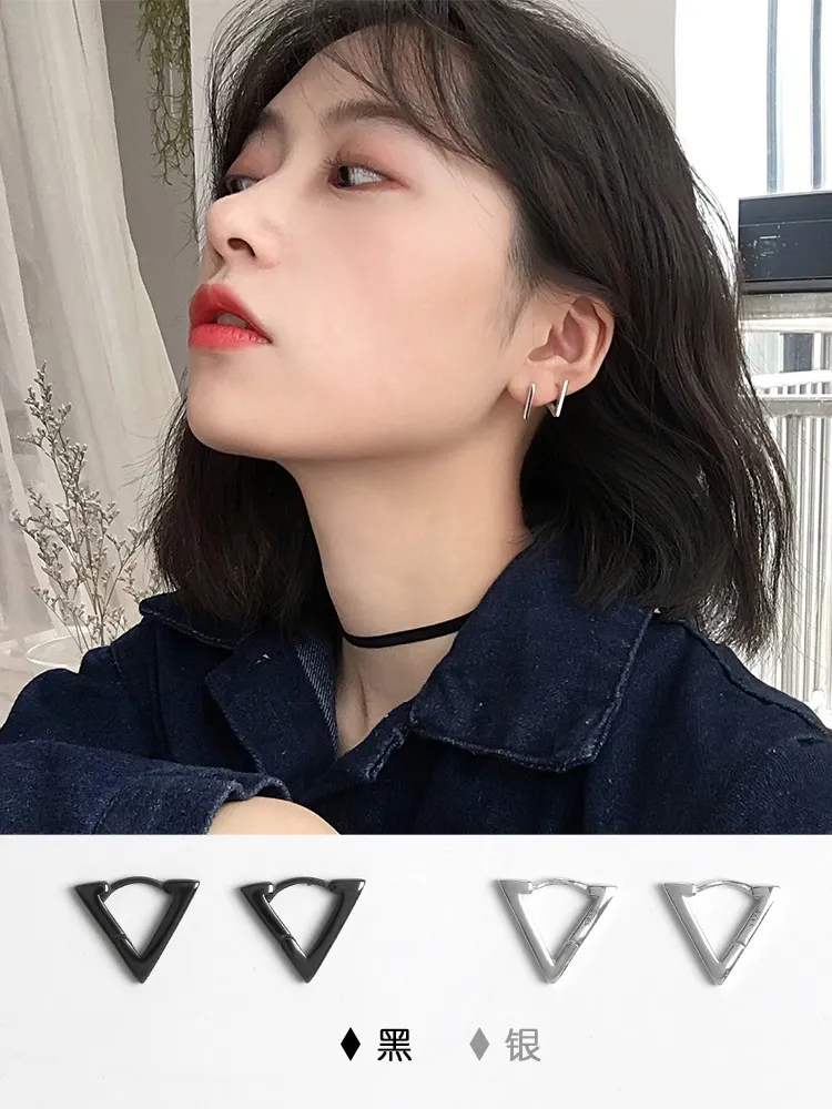 cool punk geometric hoop earrings 100% 925 Sterling silver Jewelry fashion Hypoallergenic hoop earrings gift