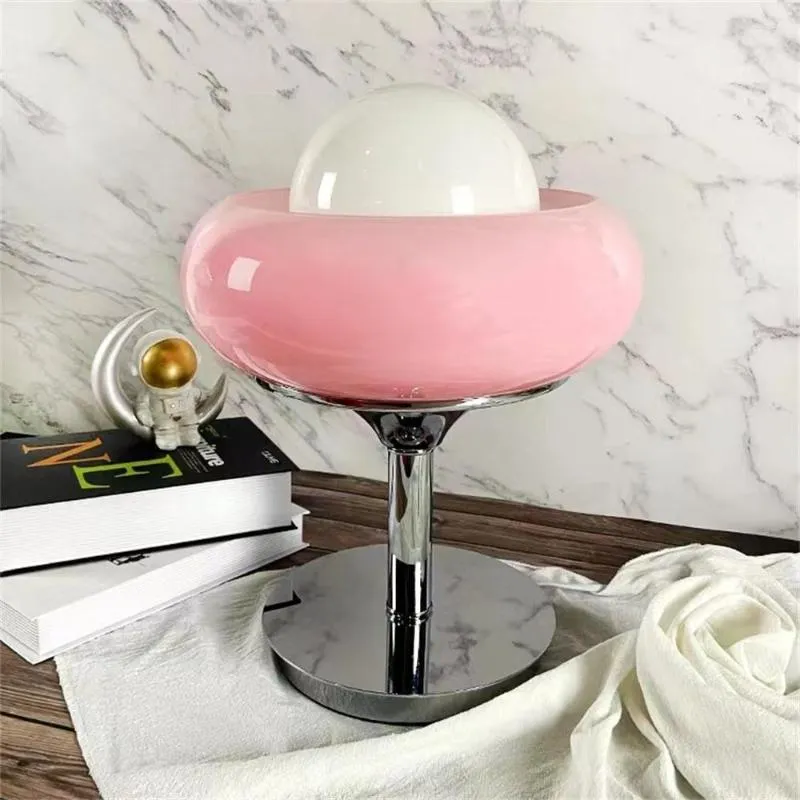 Table Lamps Italian Space Age Egg Tart Lamp Nordic Modern Glass Bauhaus Bedroom Bedside Desk Coffee Bar Light For Pub